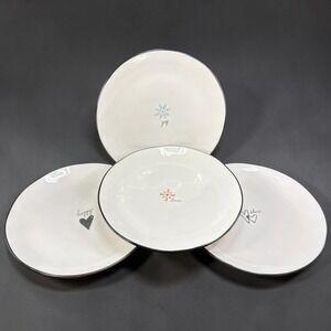 Demdaco Heaping Teaspoons Lori Siebert Dish Plate Set 4 Joy Love Happy Different
